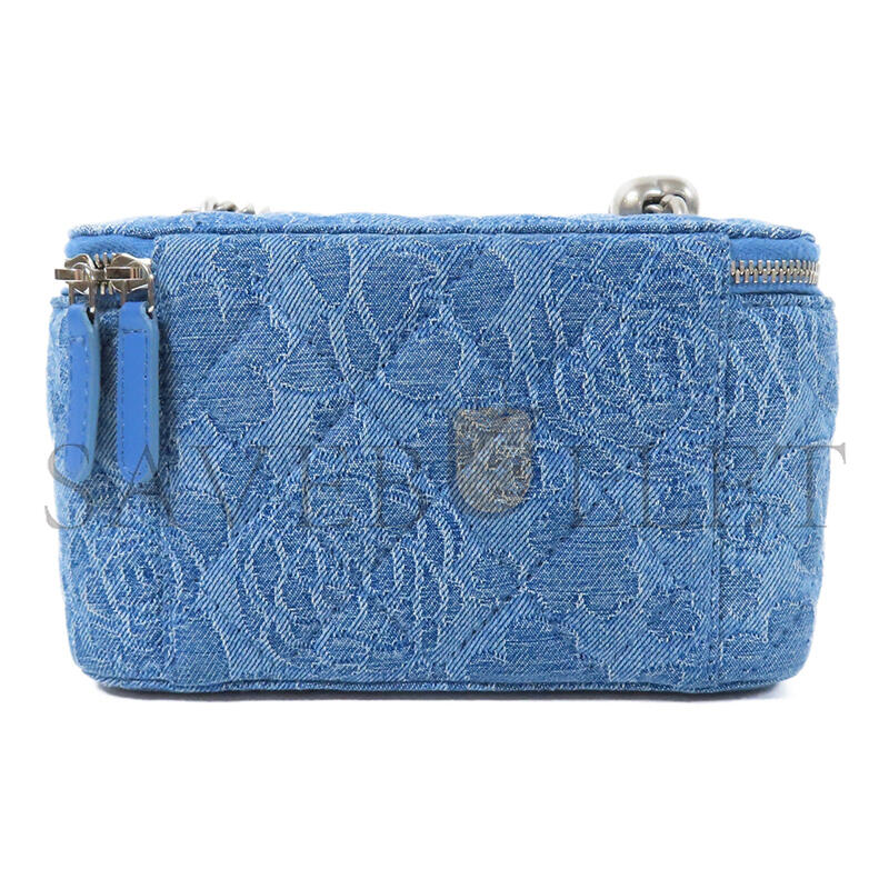 ch**el vanity d1am0nd quilted De*1m shoulder bag with silver buckle chain strap (16*9.5*8cm)